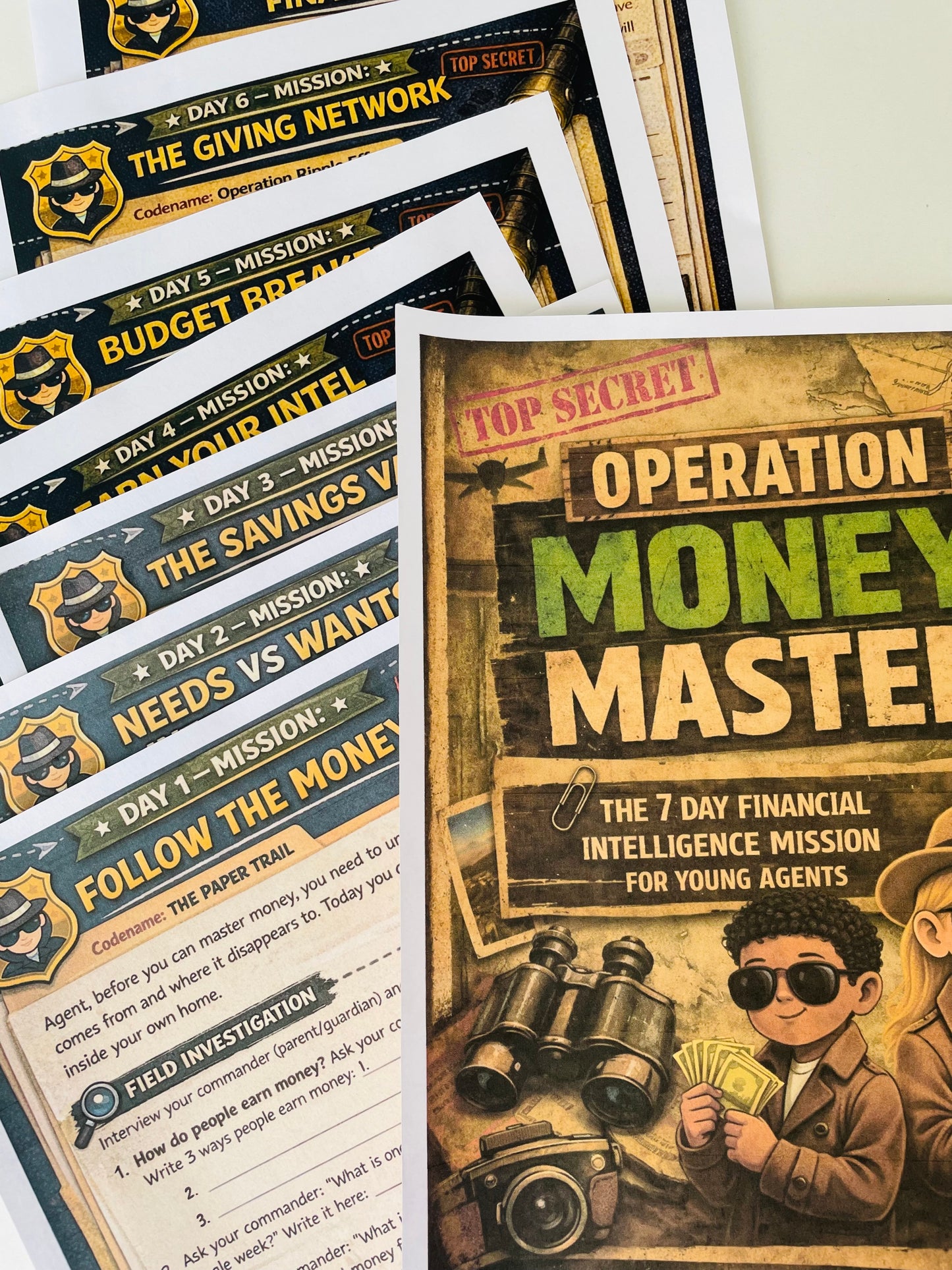 Operation Money Master - 7 day Printable Spy Themed Mission Pack
